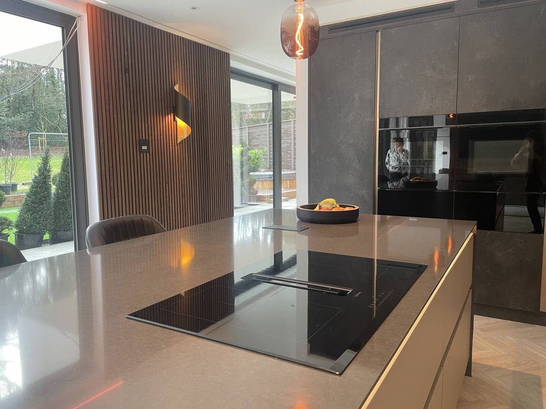 Cutting edge kitchen design showcasing innovative materials and creative use of space.