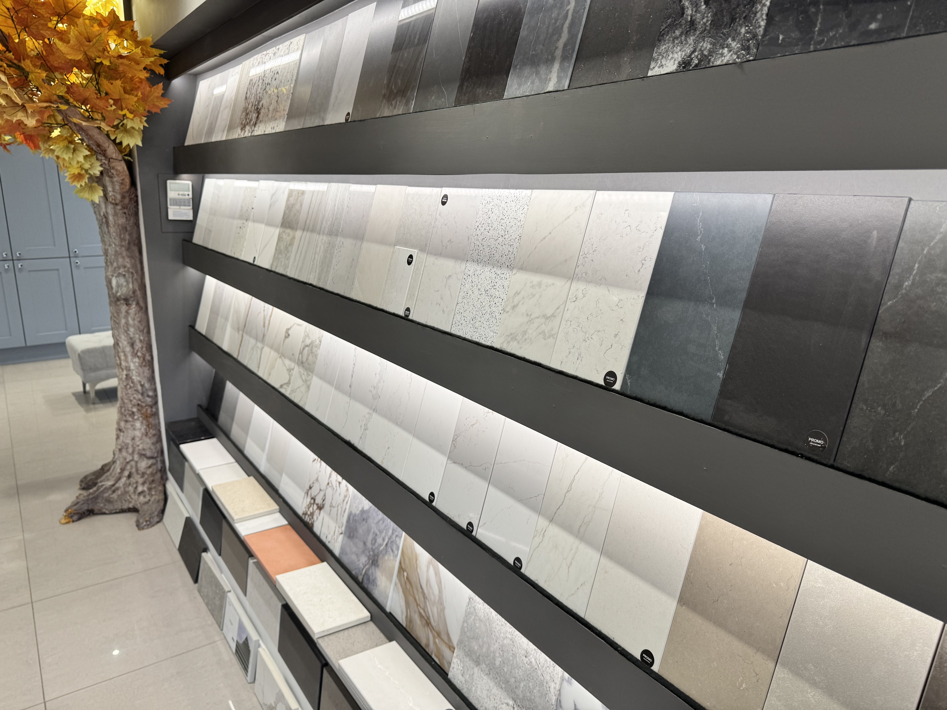 A selection of available finishes as seen in our Mytchett Showroom