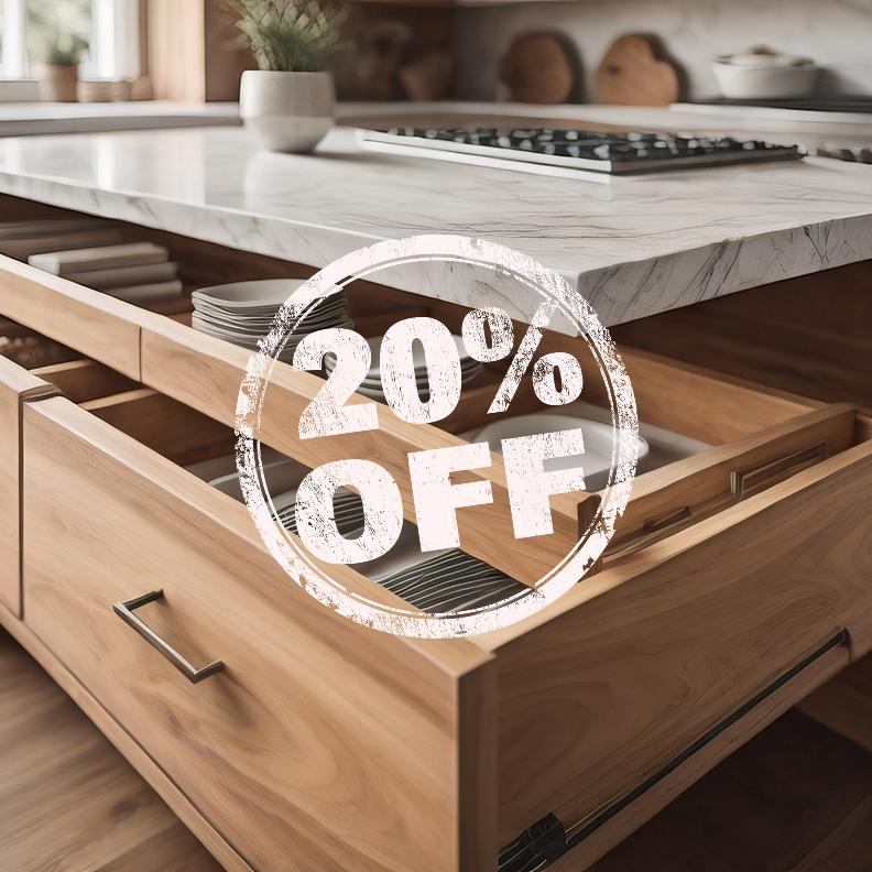 Draws pulled out to show cutlery and dynamic design features